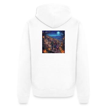 Halloween Familienwanderung - Unisex Premium Bio Zip Hoodie - Weiß - Hinten - Thijin (182cm)