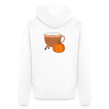 Cozy Spice Latte Bowl mit Kürbis und Zimt - Unisex Premium Bio Zip Hoodie - Weiß - Hinten - Thijin (182cm)