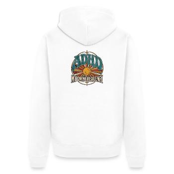 ADHD – My Own Frequency - Unisex Premium Bio Zip Hoodie - Weiß - Hinten - Thijin (182cm)