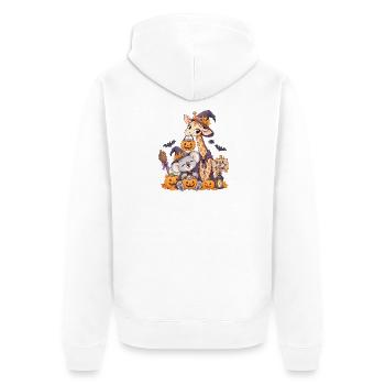 Halloween-Kuschel Giraffe Koala Jack-o-Lantern - Unisex Premium Bio Zip Hoodie - Weiß - Hinten - Thijin (182cm)