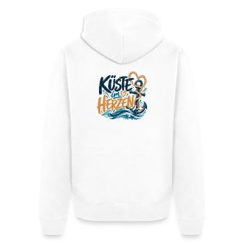 Küste im Herzen – Maritimes Design - Unisex Premium Bio Zip Hoodie - Weiß - Hinten - Thijin (182cm)