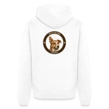 Mischlings-Mama Porträt - Unisex Premium Bio Zip Hoodie - Weiß - Hinten - Thijin (182cm)