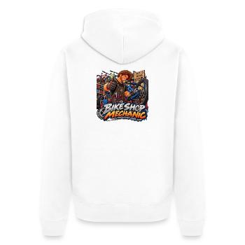 Fahrradwerkstatt-Mechaniker - Unisex Premium Bio Zip Hoodie - Weiß - Hinten - Thijin (182cm)