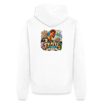 Traumvoller Reiseplaner - Unisex Premium Bio Zip Hoodie - Weiß - Hinten - Thijin (182cm)