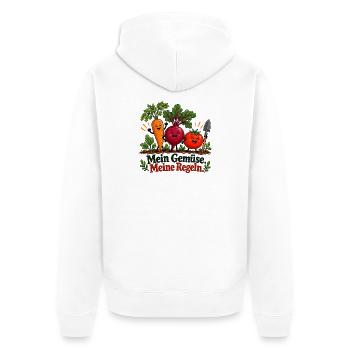 Mein Gemüse meine Regeln - Unisex Premium Bio Zip Hoodie - Weiß - Hinten - Thijin (182cm)