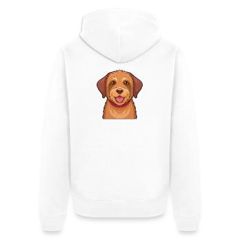  Hellbrauner Zottelhund - Unisex Premium Bio Zip Hoodie - Weiß - Hinten - Thijin (182cm)