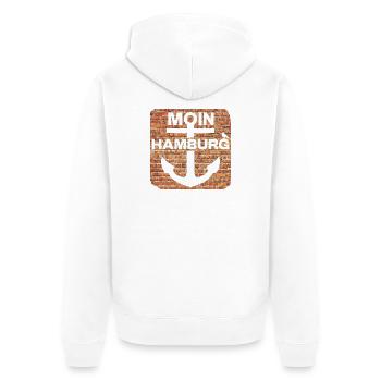 Moin_Hamburg - Unisex Premium Bio Zip Hoodie - Weiß - Hinten - Thijin (182cm)