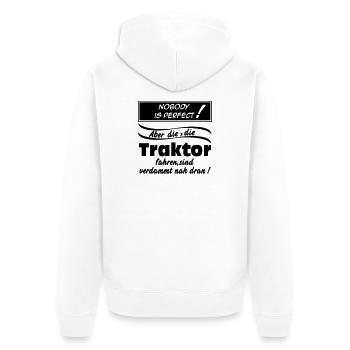 Traktor , Trecker , Landmaschine , Nobody (25) - Unisex Premium Bio Zip Hoodie - Weiß - Hinten - Thijin (182cm)
