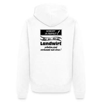 Landwirtschaft , Landwirt , Farmer , Nobody (25) - Unisex Premium Bio Zip Hoodie - Weiß - Hinten - Thijin (182cm)