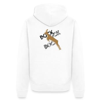 Bock³ - Unisex Premium Bio Zip Hoodie - Weiß - Hinten - Thijin (182cm)