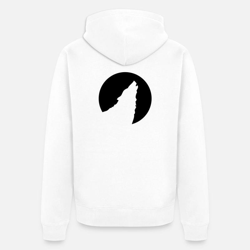 heulender Wolf - Unisex Premium Bio Zip Hoodie - Weiß