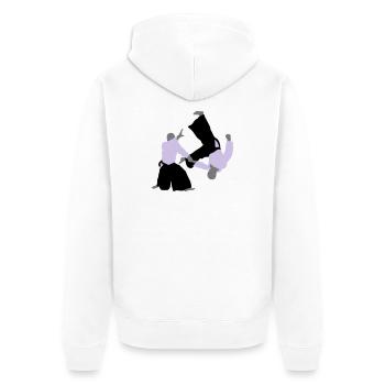 aikido - Unisex Premium Organic Zip Hoodie - white - Back - Thijin (182cm)