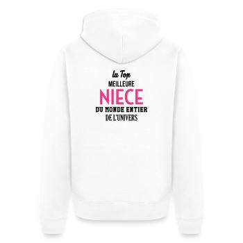 Neveu / Nièce / Famille / Oncle / Tante / Niece - Veste à capuche bio Premium Unisexe - blanc - Dos - Thijin (182cm)