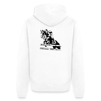 reiten springreiten - Unisex Premium Bio Zip Hoodie - Weiß - Hinten - Thijin (182cm)