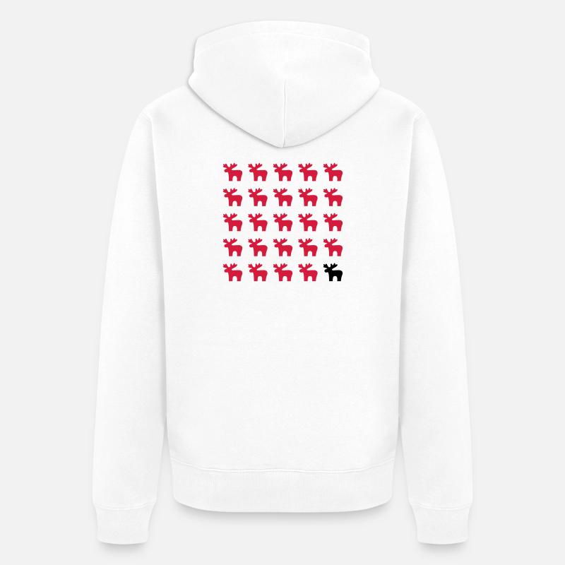 Moose Moose Pattern I Noël - Veste à capuche bio Premium Unisexe - blanc