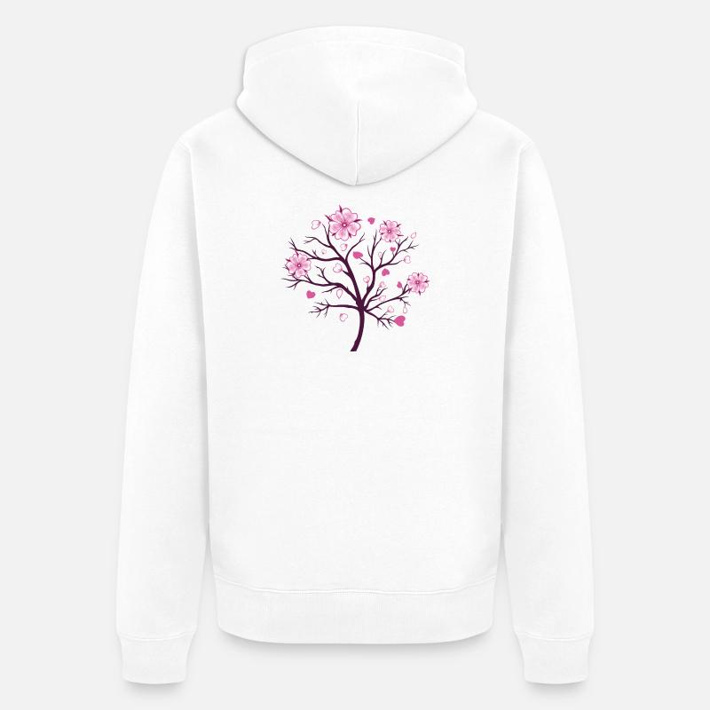 Fleurs de cerisier Sakura Spring - Veste à capuche bio Premium Unisexe - blanc
