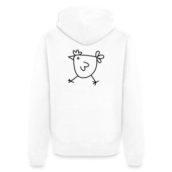 Huhn Henne Geschenk für Hühnerfreunde - Unisex Premium Bio Zip Hoodie - Weiß - Hinten - Thijin (182cm)