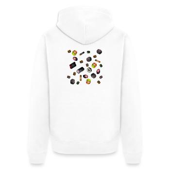 bunte Lakritz Süßigkeiten Potpourri Illustration - Unisex Premium Bio Zip Hoodie - Weiß - Hinten - Thijin (182cm)