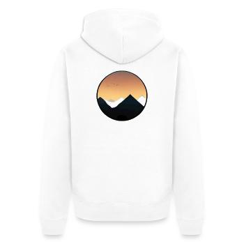 Sundown Sonnenuntergang auf den Bergen - Unisex Premium Bio Zip Hoodie - Weiß - Hinten - Thijin (182cm)