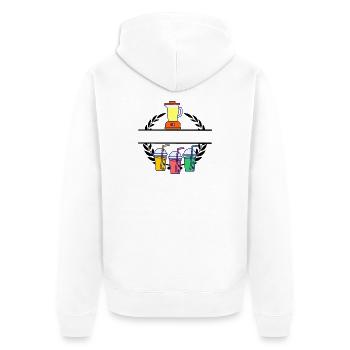 Mixer-Smoothie im Lorbeerkranz - Unisex Premium Bio Zip Hoodie - Weiß - Hinten - Thijin (182cm)