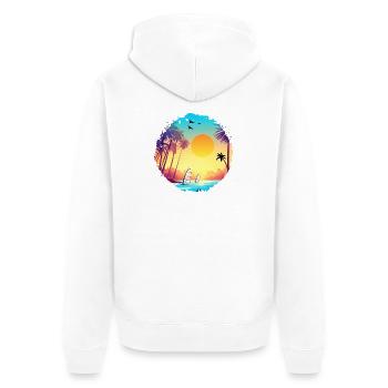 Summer Sunset Beach Watercolor - Unisex Premium Organic Zip Hoodie - white - Back - Thijin (182cm)
