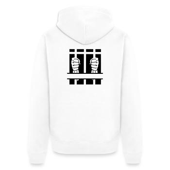 Deux poings derrière les barreaux et un espace texte - Veste à capuche bio Premium Unisexe - blanc - Dos - Thijin (182cm)