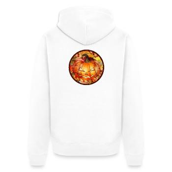 Citrouille d’Halloween dans une ambiance automnale - Veste à capuche bio Premium Unisexe - blanc - Dos - Thijin (182cm)