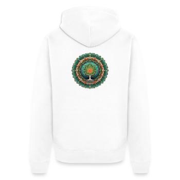 Mandala Baum des Lebens Bunt - Unisex Premium Bio Zip Hoodie - Weiß - Hinten - Thijin (182cm)