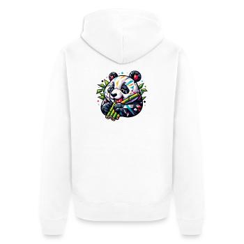 Panda - Unisex Premium Bio Zip Hoodie - Weiß - Hinten - Thijin (182cm)
