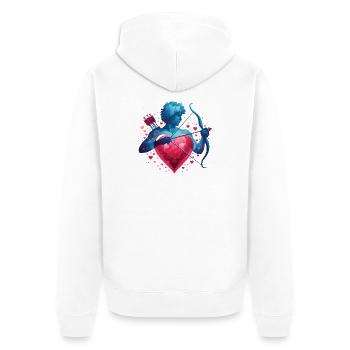Mythique Cupidon avec cœur et arc - Veste à capuche bio Premium Unisexe - blanc - Dos - Thijin (182cm)