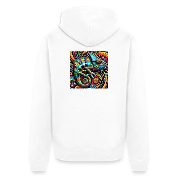 Chamäleon Pop Art - Unisex Premium Bio Zip Hoodie - Weiß - Hinten - Thijin (182cm)