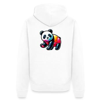 Panda - Unisex Premium Bio Zip Hoodie - Weiß - Hinten - Thijin (182cm)