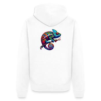 Chamäleon - Unisex Premium Bio Zip Hoodie - Weiß - Hinten - Thijin (182cm)