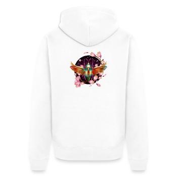 bunt schimmerndes Insekt mit Flügel und Magnolien - Unisex Premium Bio Zip Hoodie - Weiß - Hinten - Thijin (182cm)