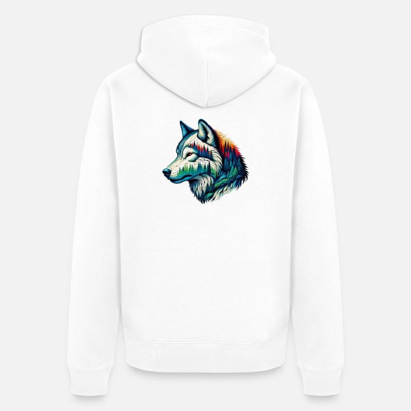 Loup - Veste à capuche bio Premium Unisexe - blanc