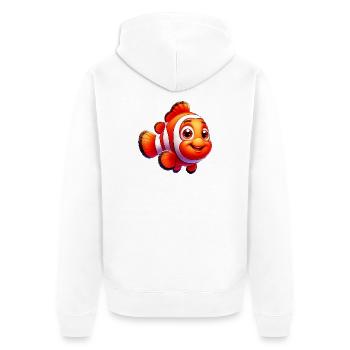Clownfisch - Unisex Premium Bio Zip Hoodie - Weiß - Hinten - Thijin (182cm)