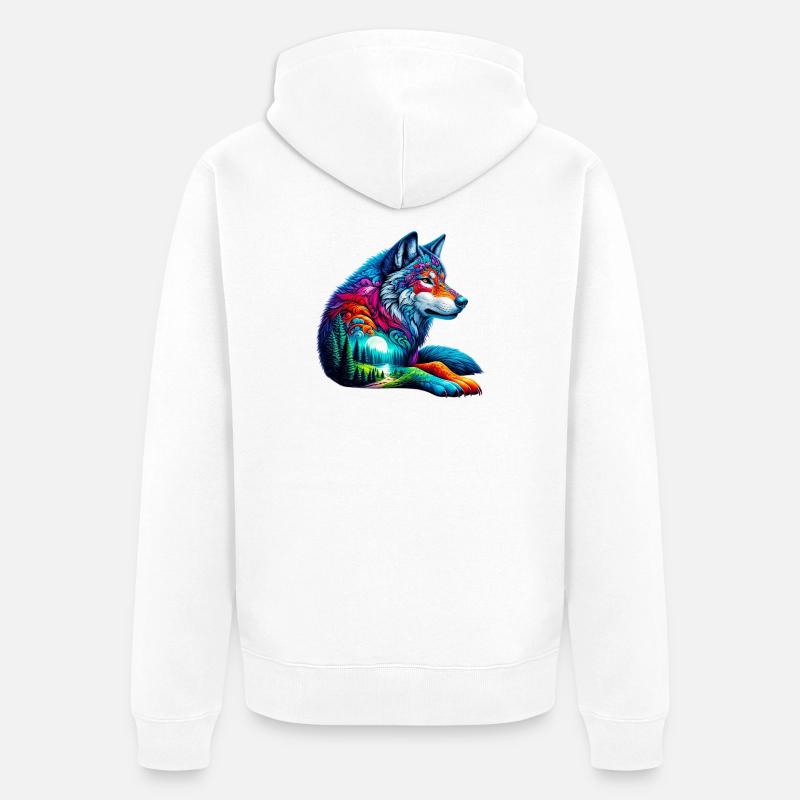 Loup - Veste à capuche bio Premium Unisexe - blanc