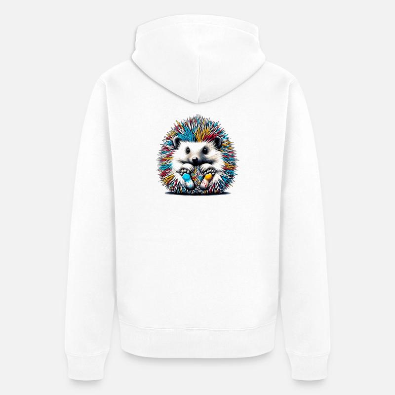 Hérisson - Veste à capuche bio Premium Unisexe - blanc