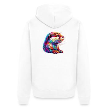 Otter - Unisex Premium Organic Zip Hoodie - white - Back - Thijin (182cm)