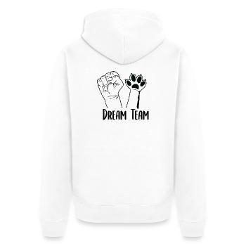 Dream Team - Unisex Premium Bio Zip Hoodie - Weiß - Hinten - Thijin (182cm)