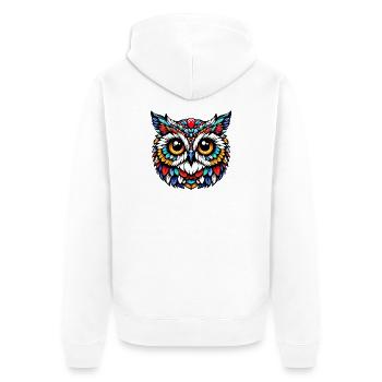 Eule - Unisex Premium Bio Zip Hoodie - Weiß - Hinten - Thijin (182cm)