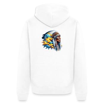 Amérindien Américain - Veste à capuche bio Premium Unisexe - blanc - Dos - Thijin (182cm)