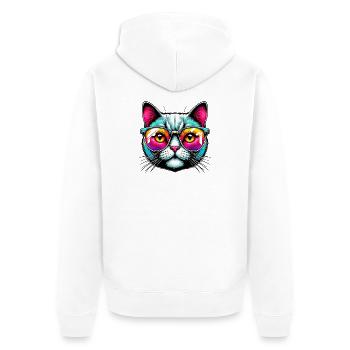 Chat avec des lunettes de soleil - Veste à capuche bio Premium Unisexe - blanc - Dos - Thijin (182cm)