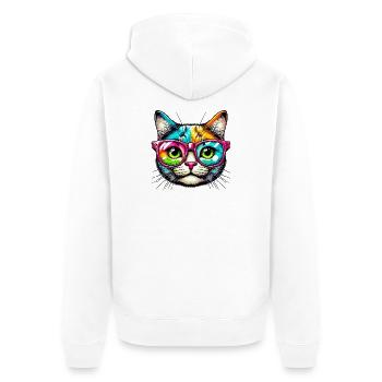 Chat avec des lunettes de soleil - Veste à capuche bio Premium Unisexe - blanc - Dos - Thijin (182cm)