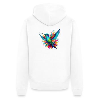 Kolibri - Unisex Premium Bio Zip Hoodie - Weiß - Hinten - Thijin (182cm)