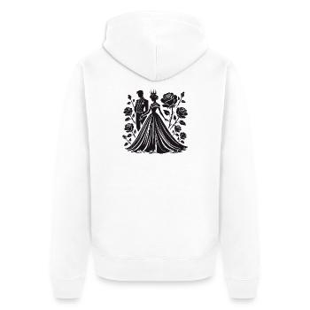 Romantisches Paar: Kraft der Liebe & Verbundenheit - Unisex Premium Bio Zip Hoodie - Weiß - Hinten - Thijin (182cm)