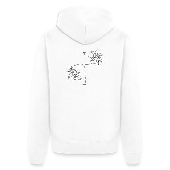 Kreuz - Unisex Premium Bio Zip Hoodie - Weiß - Hinten - Thijin (182cm)