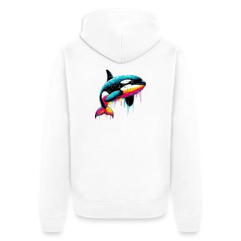 Schwertwal - Unisex Premium Bio Zip Hoodie - Weiß - Hinten - Thijin (182cm)