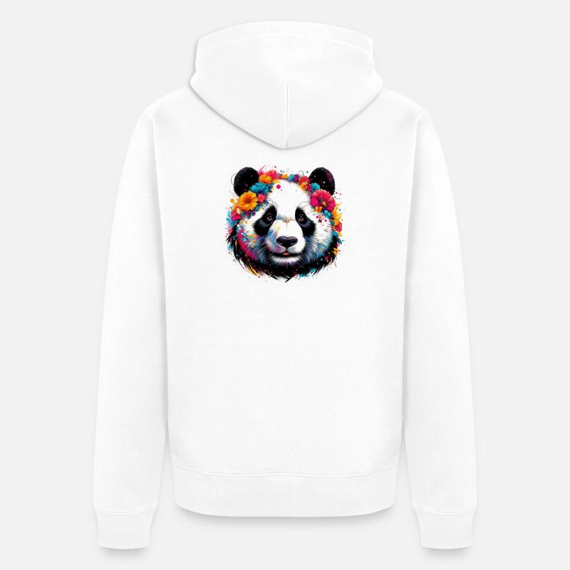 Panda - Veste à capuche bio Premium Unisexe - blanc