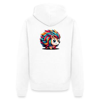 Igel - Unisex Premium Bio Zip Hoodie - Weiß - Hinten - Thijin (182cm)